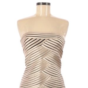 BCBG Metallic Rose Gold Formal Dress